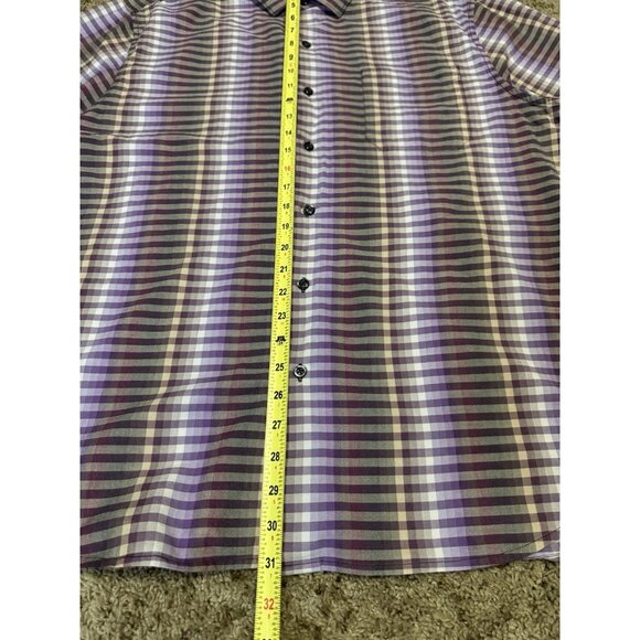TOMMY BAHAMA Long Sleeve Button-Up Shirt Purple Check Plaid Silk Blend Preppy XL - Picture 10 of 10